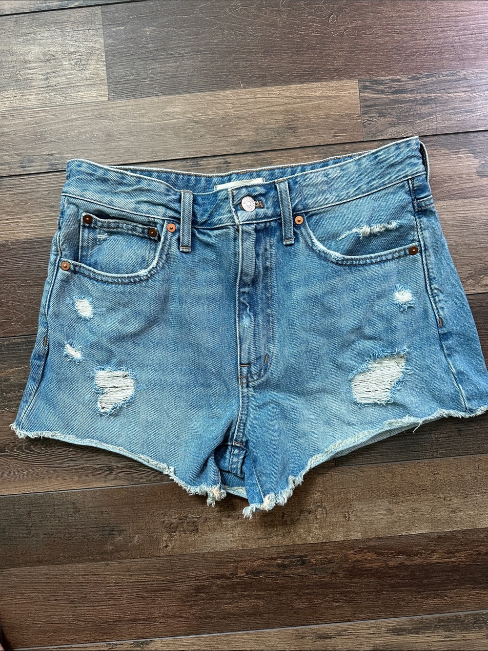 Madewell Light Blue Distressed Denim Cutoff Shorts